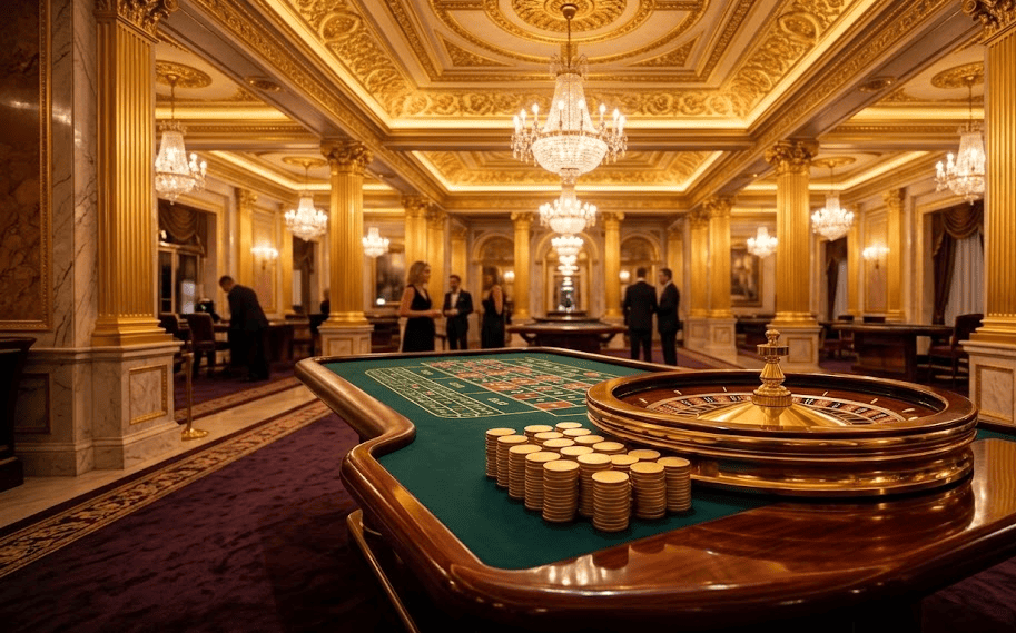 Goldbet Casino lobby with roulette table and gaming screens